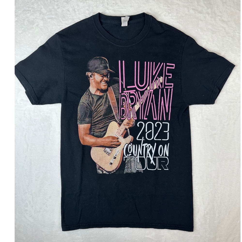 Luke Bryan 2023 Country On Tour T-Shirt Black Concert Graphic Tee Small